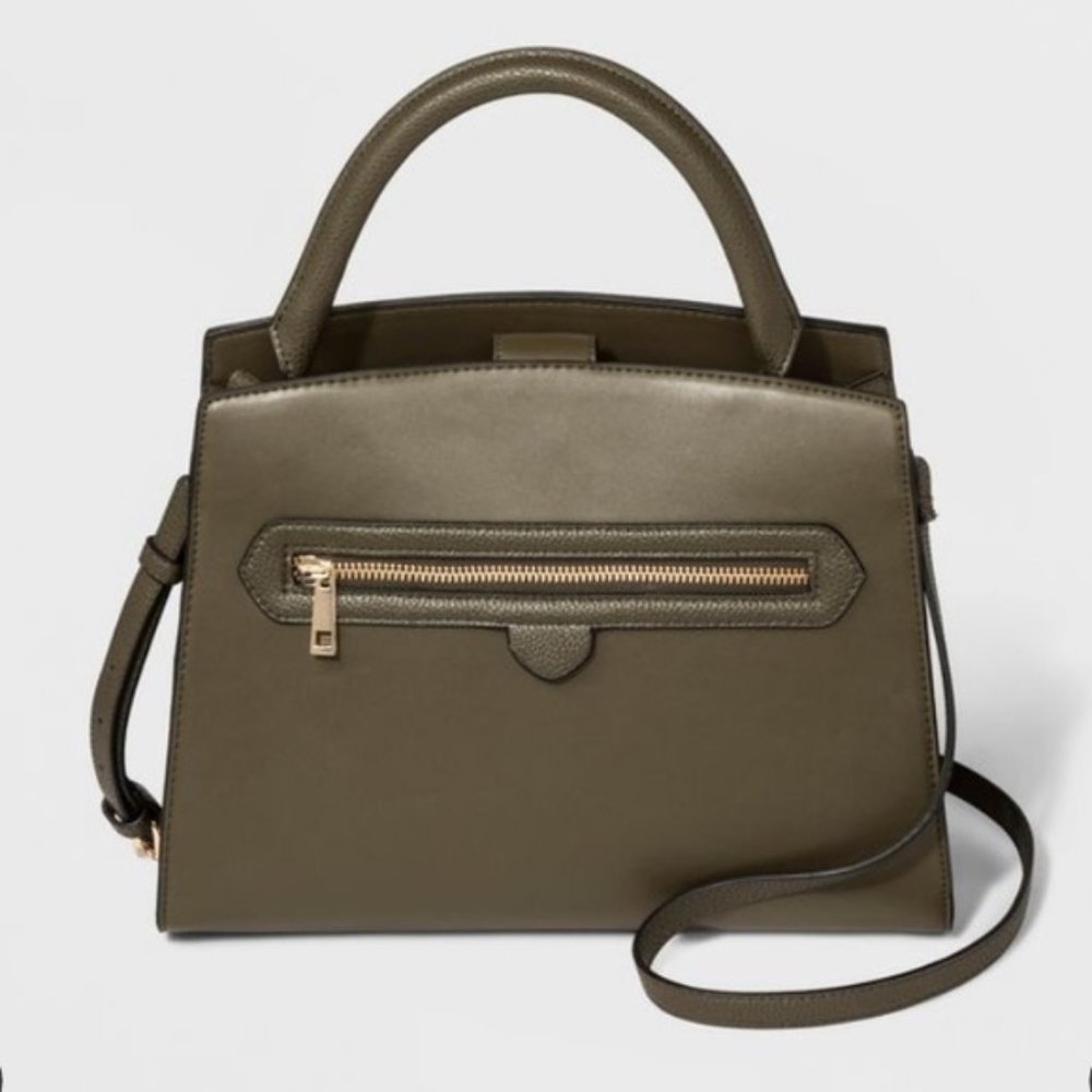 Olive and Gold Crossbody Handbag